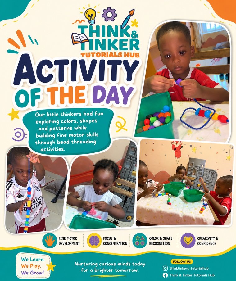 Bead threading activity building fine motor skills